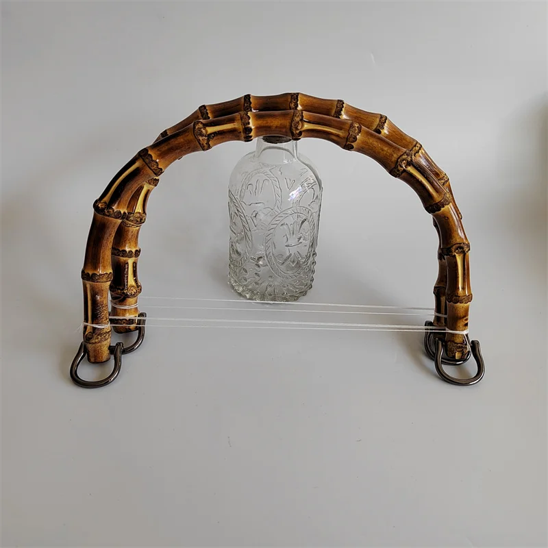 Bamboo Bag Handle Replacements Handmade Bag Purse Making Handles for Handbag Crafting With Snap Hooks Rattan Obag Purse Handle