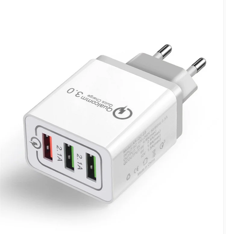 gray VLAMPO QC3.0 быстрое зарядное устройство US/EU адаптер 3USB многопортовое «дорожное зарядное устройство для телефона с Зарядное устройство для быстрого настенного Зарядное устройство s 5 В/9 В/12 В - Цвет: gray