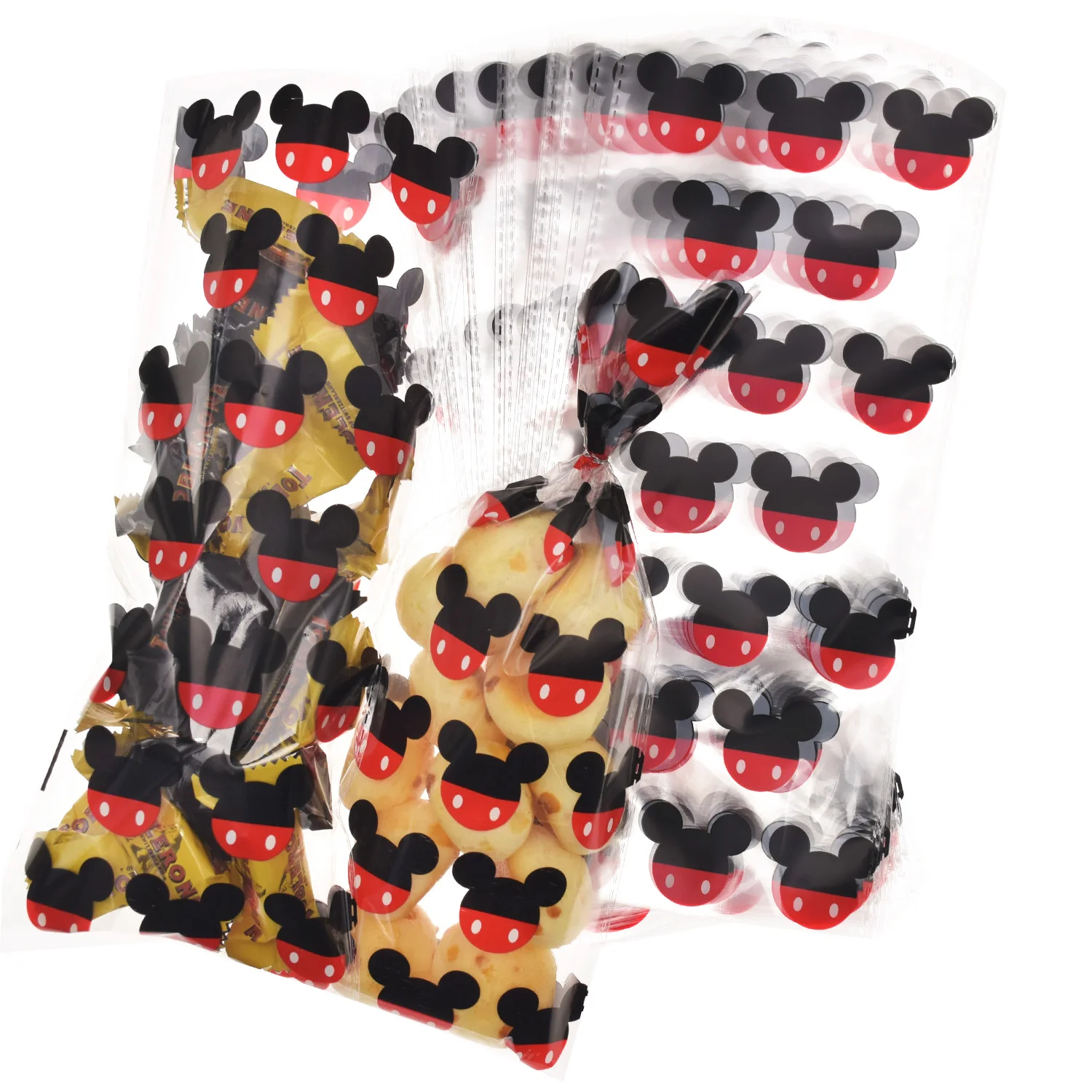 Disney Mickey Mouse Black Red Clear Plastic Cellophane Gift Bags Goodie