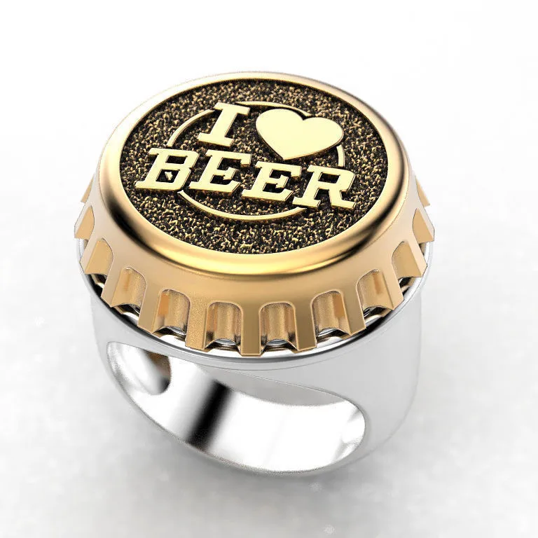 

Creative Vintage Beer Bottle Cap Ring for Men Wedding Party Gothic Steampunk Jewelry Anniversary Gift