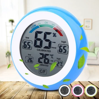 

1Pc Digital LCD Display Indoor Temperature Thermometer Hygrometer Round Wireless Electronic Humidity Meter Tester