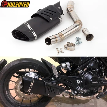 For Benelli TRK502 2016-2020 Motorcycle Exhaust Silencer Muffler Escape Demper Middle Link Pipe with Shield Cover for TRK502