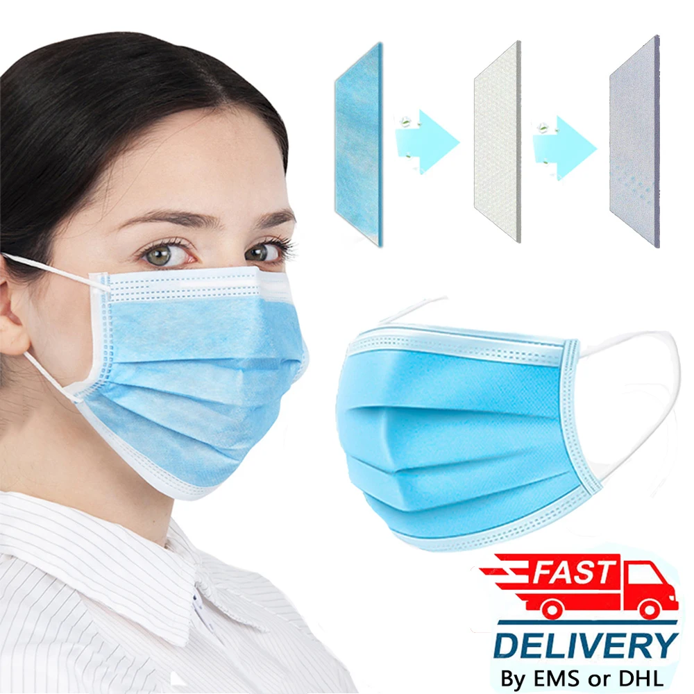 

10/20/50/100 pcs 3 Layer Non-woven Dust Mask Disposable Protective Mouth Mask Features as KF94 FFP2 Dust-Proof Safety Masks