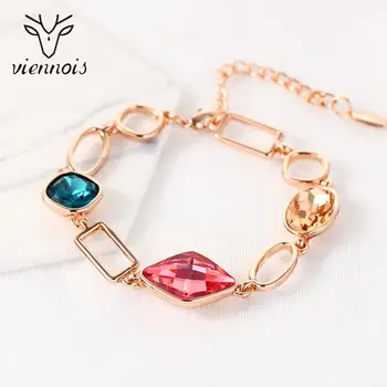 

Viennois Colorful Rhinestone Bracelet For Women Crystal Geometric Trendy Charm Bracelet Fashion Jewelry