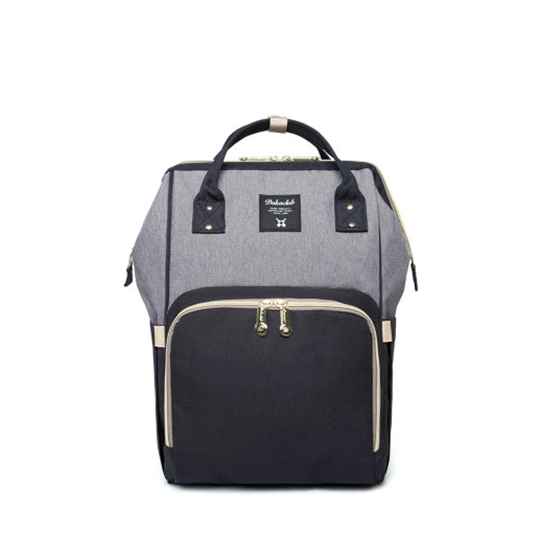 Black with gray Рюкзак для подгузников, сумка для мам, Большая вместительная сумка для мам и детей, многофункциональные водонепроницаемые уличные дорожные сумки для подгузников для ухода за ребенком - Цвет: Black with gray