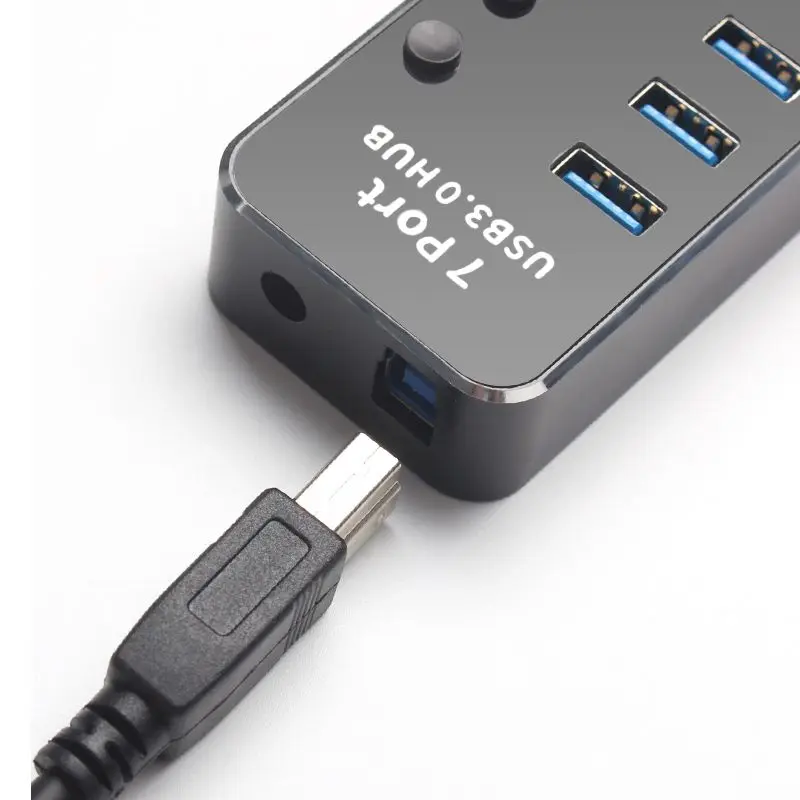 Алюминиевый сплав Многофункциональный USB 3,0 концентратор независимый переключатель светодиодный индикатор высокая скорость передачи 5 Гбит/с Поддержка горячей замены штекер a