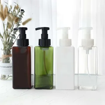 

650ml Square Clear Foaming Bottle Liquid Soap Whipped Mousse Points Bottling Shampoo Lotion Shower Gel Foam Pump Bottles Ending