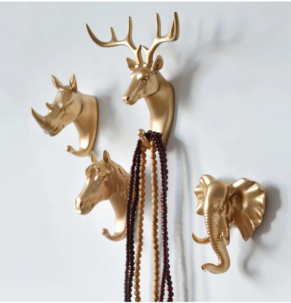 Винтажные клейкие настенные крючки-вешалки 3d креативные в форме оленя держатель для полотенец для ванной комнаты шляпа ключи сумки вешалка украшение для дома