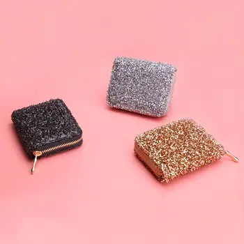 

Hot Sale Wallets Hit Color Classic Delicate Fashion Sequins Clutch Women Short Purse PU Leather Money Wallet Card Holder