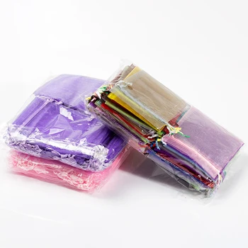 

50 pcs/lot 10x15cm Mix Color Jewelry Organza Bag Wedding Party Decoration Drawable Bags Gift Jewelry Pouches 5z