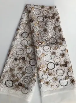 

African Tulle lace fabric S-123612 with sequins for party dress good looking Nigerian embroidery net fabric