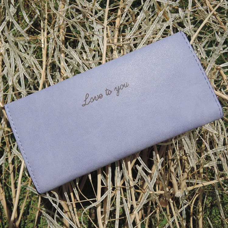 Lavender 2 Милый женский длинный Матовый кожаный кошелек, Женский держатель для карт, Дамский кошелек для монет, тонкий кошелек для телефона, женские кошельки и кошельки, клатч - Цвет: Lavender 2
