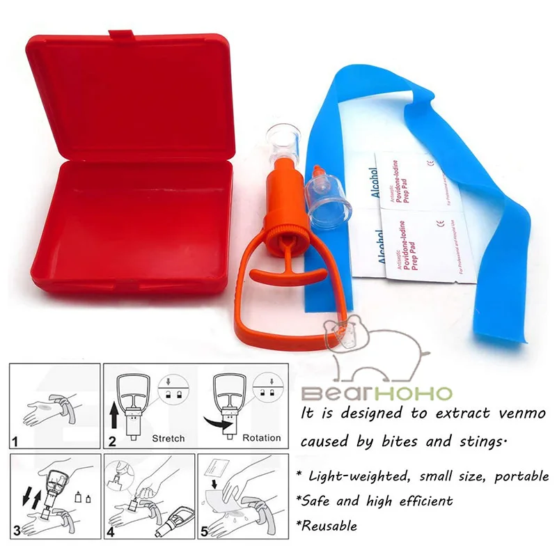 Kit De Premiers Secours Anti-venin - Aspirateur Pour Morsures De Serpent Et Piqûres D'abeille - 11 Pièces, Compact