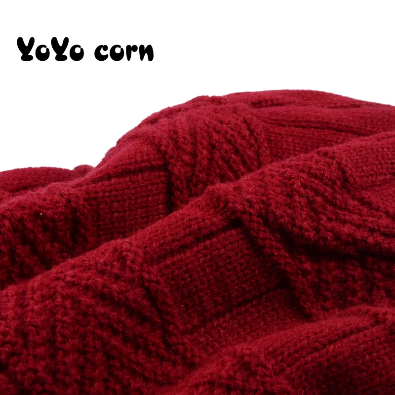 Yoyoco вязаная шапка бини Ms. Толстая теплая шапка бини для улицы набор для верховой езды осень и зима плюс кашемировая шапка мужская шапка нагрудник из двух частей