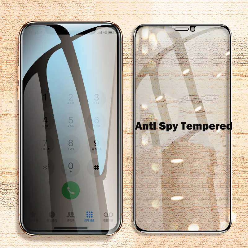 9H полное надежное закаленное стекло для iPhone X XS MAX XR 6 6S 7 8 Plus антишпионское бликовое ползучее защитное стекло высокой четкости