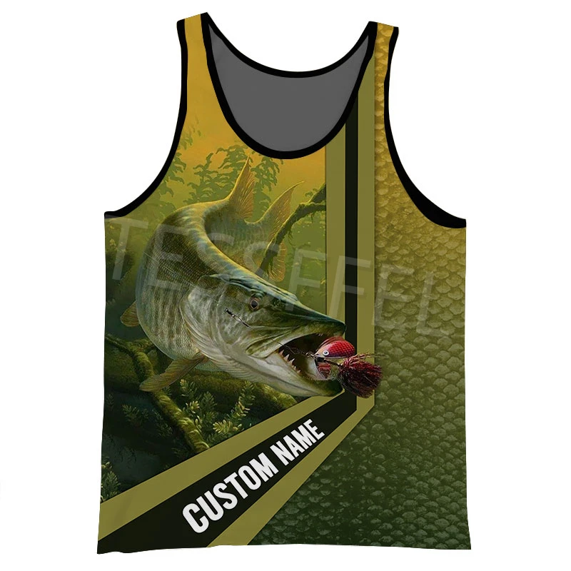 

Tessffel Animal Bass Fishing Harvester 3D Printied Custom Name Summer New Harajuku Vest Casual Sleeveless Men's Top No.3
