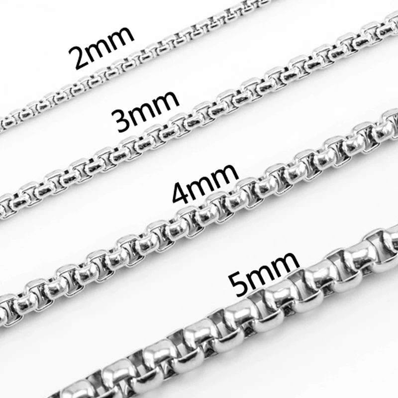 

Risul 10pcs Mens Stainless Steel JEWELRY 2/3/4/5mm square rolo Chain Box Necklace bulk High Quality Wholesale clasp chains