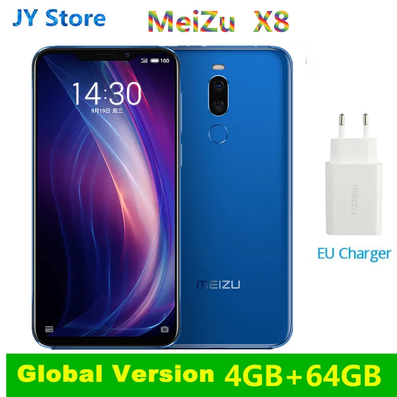 Глобальная версия Meizu X8 4GB 64GB 4G LTE мобильный телефон Snapdragon 710 Восьмиядерный 6,15 ''2220x1080 P распознавание лица разблокировка ЕС зарядное устройство