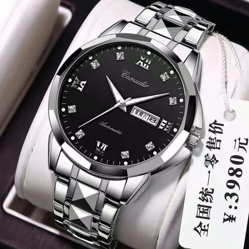 Watch Men's New Quartz Watch Luminous Waterproof Calendar Tungsten Steel Belt Men's Watch Student Sports Multifunctional Watch