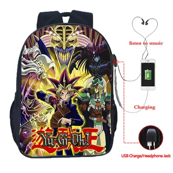 

Yu-Gi-Oh! Multifunction Backpack Yugi Kaiba School Bags for Teenagers USB Charging Travel Shoulder Bags