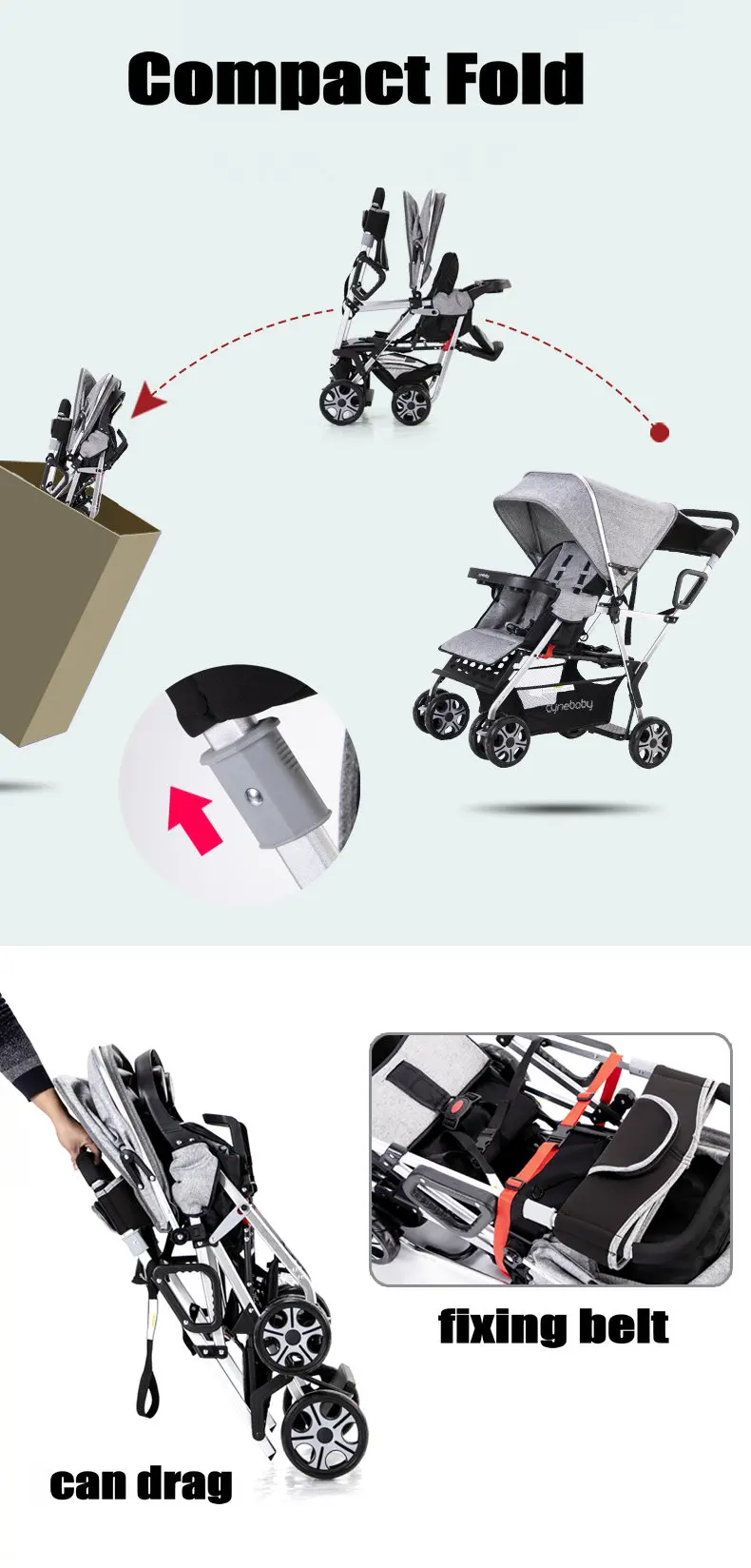 Прогулочная коляска в городском стиле, двойная коляска для маленьких девочек и мальчиков, может лежать устойчивая коляска с каркасом и сумкой
