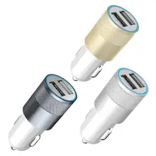 DC 12 V in ingresso 5V 2.1A/1A di uscita Dual USB 2 Porte Caricabatteria Da auto in metallo testa rotonda auto batteria del caricatore per il telefono(China)
