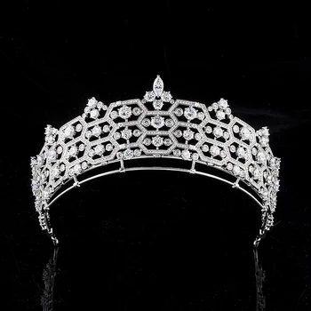 

Luxury Full Cubic Zirconia European Royal Princess Greville Wedding Bridal Tiaras and Crowns CZ Zircon Pageant Hair Jewelry