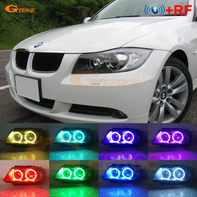 

For BMW E90 E91 323i 325i 328i 328xi 330i 335i 2005-2008 headlight RF remote Bluetooth APP Multi-Color RGB led angel eyes