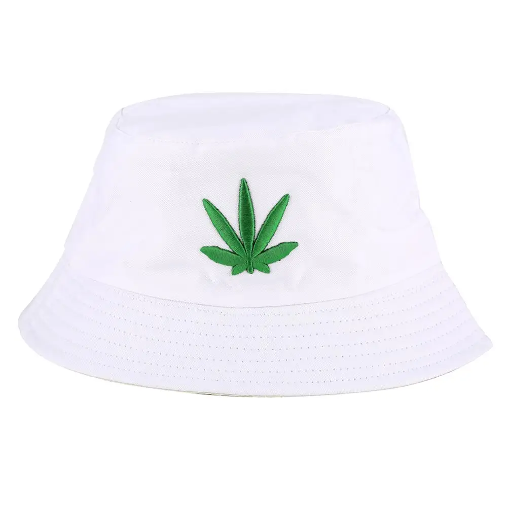 

Marijuan Leaves Pattern Bucket Hat Wide Brim Muts Hiking Camping Harajuku Hip Hop Caps Student Sports Funny Embroidery Fisherman