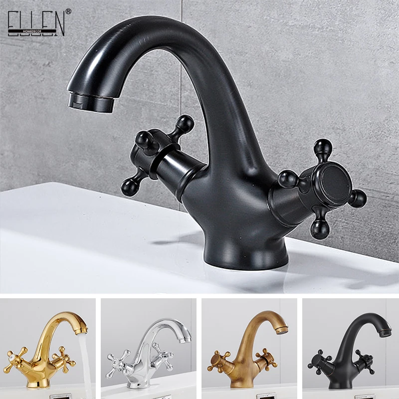 Best Seller Antique Faucet Mixer Basin Sink Black Bathroom Bronze Vintage Brushed Crane Swan Hot-And-Cold-Water-Crane X1NZxoND