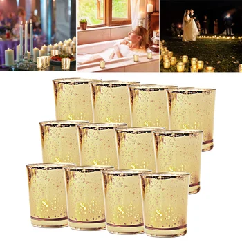 

Glass Candle Holder Plating Spot Glass Tealight Holder DIY Candle Empty Cup Aromatherapy Tealight Candle Holder for Wedding