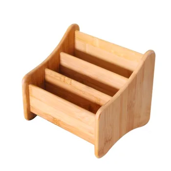 

Unique Office With 3 Pockets Bamboo Desktop Organizer Remote Control Holder Home Pen Container Stand Makeup Durable Luxury