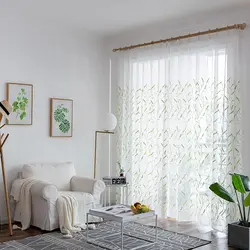 Простые современные вышитые белые тюлевые марлевые шторы для гостиной, спальни, Листьев, пасторальные прозрачные Кортины ткани