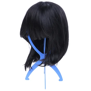 

1pcs Blue Wig Durable Portable Folding Mannequin Head Cap Hair Holder Stable Display Tool