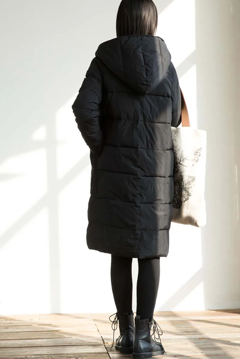YNZZU зимнее Новое поступление черные женские пуховики с капюшоном зимние толстые теплые пальто на молнии женские пуховики с хлопковой