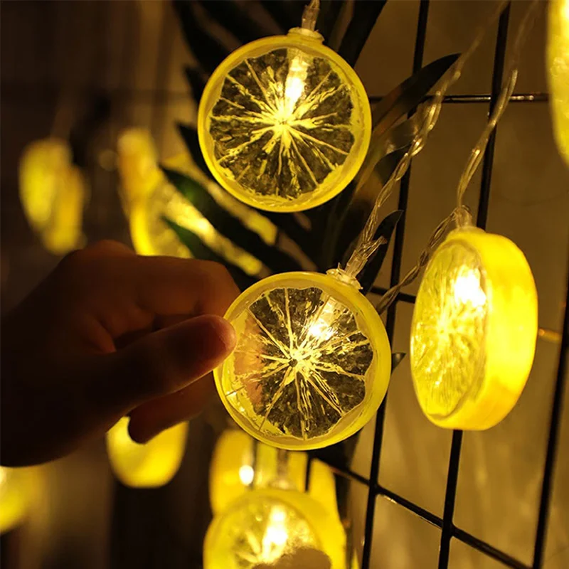 Свежий лимон оранжевый Свадебный Сказочный светильник Рождественский светодиодный гирлянда светодиодный светильник вечерние садовые гирлянды на окно