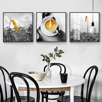 

Nordic Modern Art Yellow Coffee Painting Pictures Used To Decor The Living Room Dining Room Canvas Wall Art Decor Coffee House
