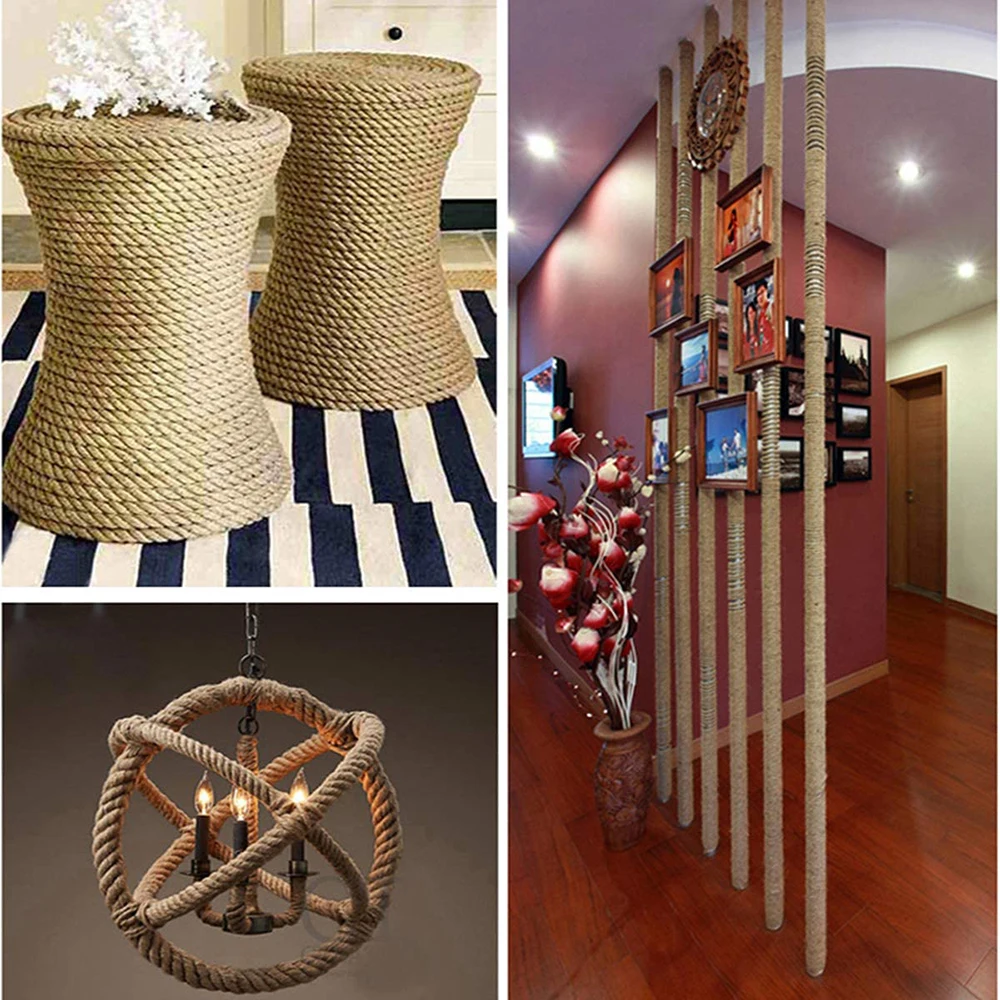 Jute Rope 1-10mm Natural Jute Twine Vintage Jute Rope Cord String Twine Burlap For DIY Crafts Gift Wrapping Gardening Wedding Decor 2-100M