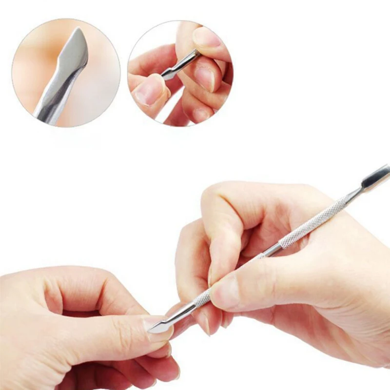 1 шт. инструмент для ногтей из нержавеющей стали, для кутикулы толкатель с двойной головкой инструмент для удаления ложки для маникюра ногтей толкатель W1