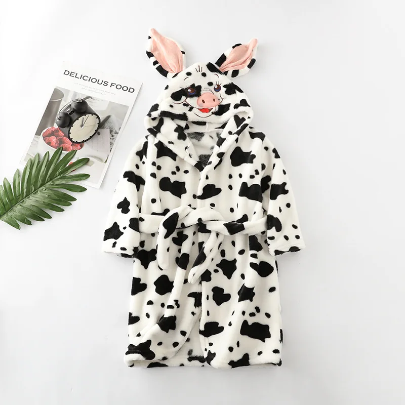 Baby Girls Boys Robes Children Bathrobe Hooded Cap Soft Velvet Robe Pajama Kids Coral Warm Clothes Baby Lovely Home Clothes