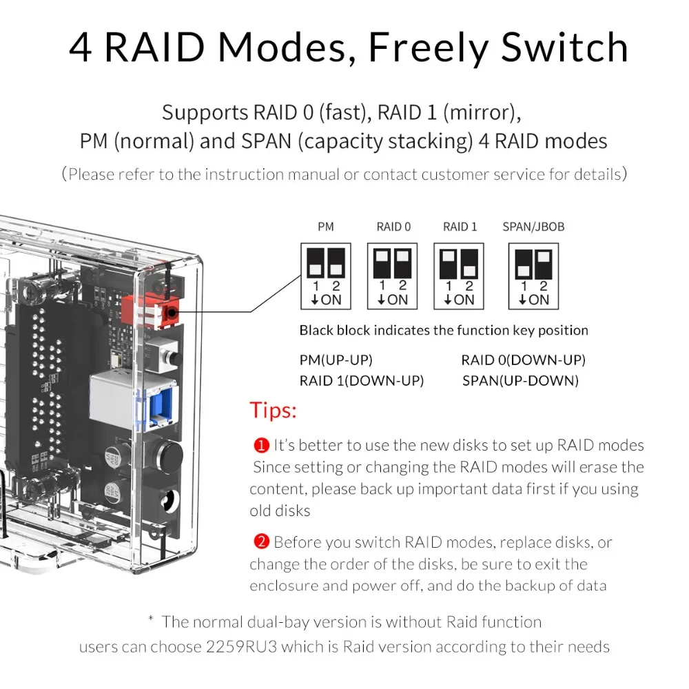 ORICO 2," HDD чехол с Raid SATA к USB 3,0 HDD корпус прозрачный корпус для жесткого диска поддержка UASP для 7-9,5 мм HDD SSD 4 ТБ