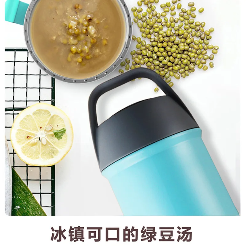 

New Style Stainless Steel Spacious Stewing Pot Fashion Hand Cover Portable Thermal Lunch Box Insulated Cold Insulation Magic Tan