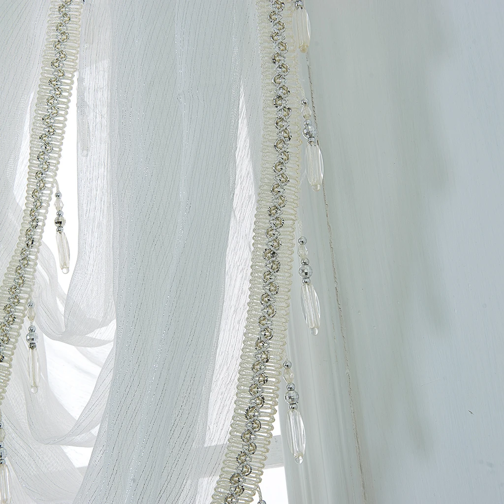 1 Panel Rod Pocket Glitter Window Valance Sheers Embroidered Lace Half-Curtains Window Tiers Curtain Valance Window Drape