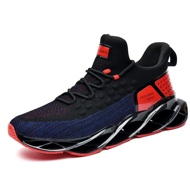 JINBAOKE Blade Running Shoes For Men Breathable Mesh Sneakers Non-Slip Cushioning Sole Athletic Sport Shoes Training Zapatills - Цвет: 2930Blue Red