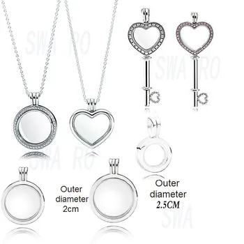 

New Fashion Sterling Silver Charm Magic Box Floating Small My Mouse Circle Heart Key Temperament Retro Classic