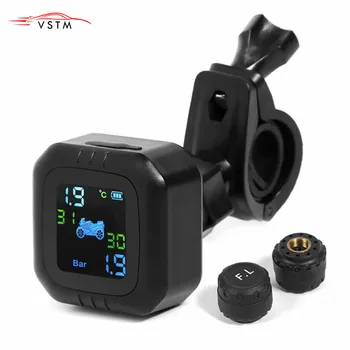 

Wireless LCD Motorcycle Tire Pressure Monitoring System TPMS 2External Sensor Realtime Monitor Abnormal Alarm Moto Tyre Tool PSI