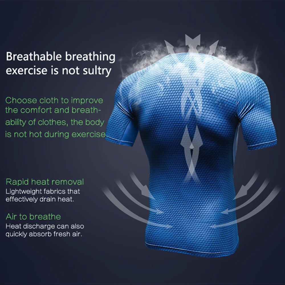 Quick Dry Workout Running Shirt Compression Fitness Tops Breathable Jersey Gym T-shirts Clothing Rashguard Male Sport Shirts Men
