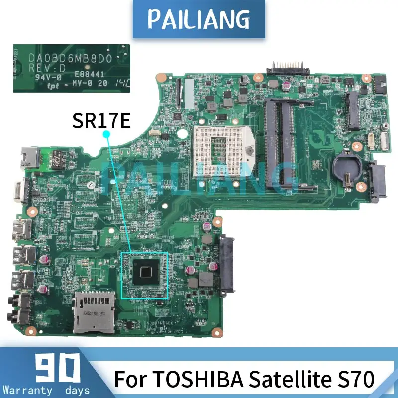 toshiba satellite s70 pga 947 soquete sr placa-mãe testada Placa-mãe para notebook - Imagem 2