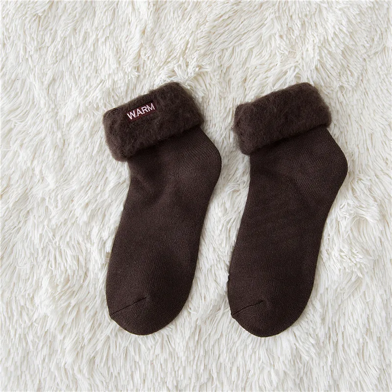 Coffee Tomentum/утолщенные хлопковые женские носки с вышитыми буквами и отворотами, Harajuku, Повседневные Удобные дышащие носки, сохраняющие тепло - Цвет: Coffee