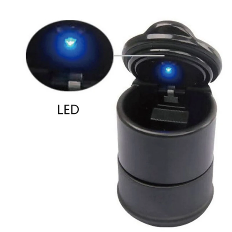 LED light Огнестойкий пластиковый светодиодный фонарь, пепельница для автомобиля, съемная автомобильная пепельница для дома и офиса, Бездымная пепельница, держатель пепельницы для сигарет - Цвет: LED light